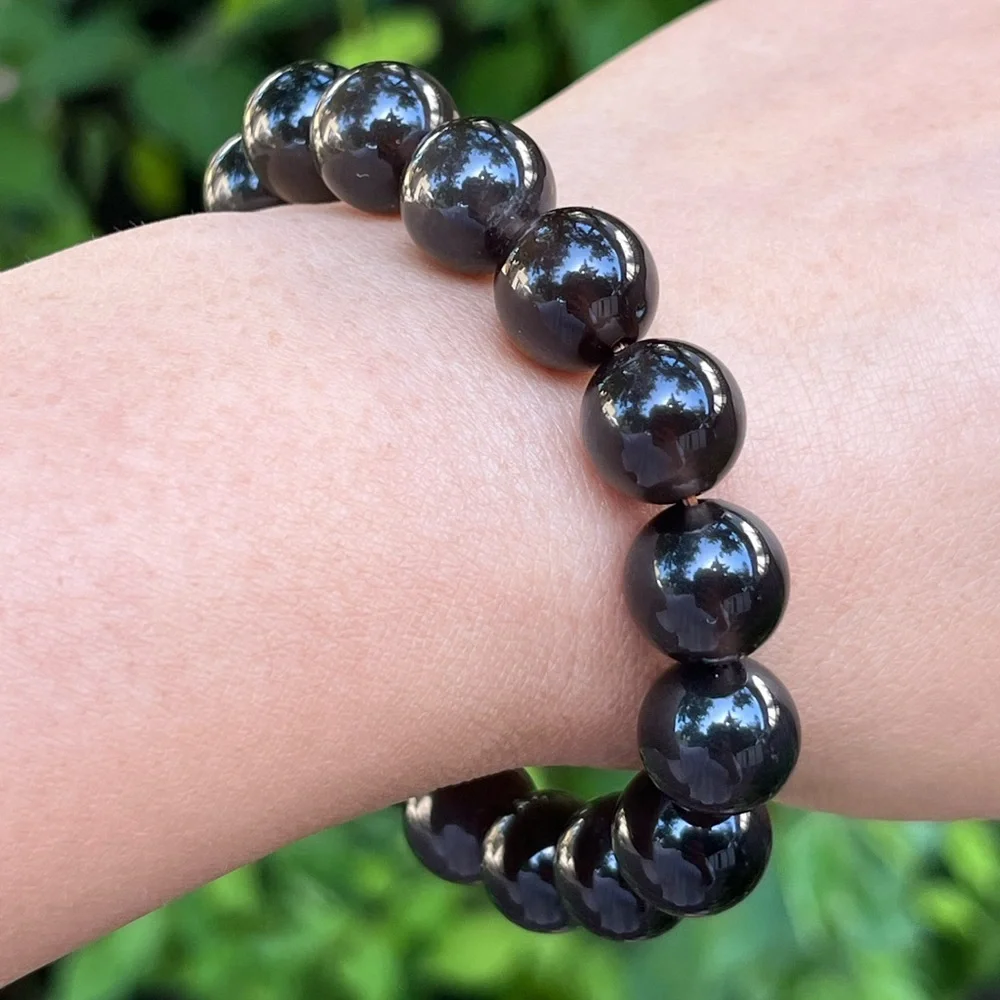12mm stretchable ice‎ obsidian bracelet